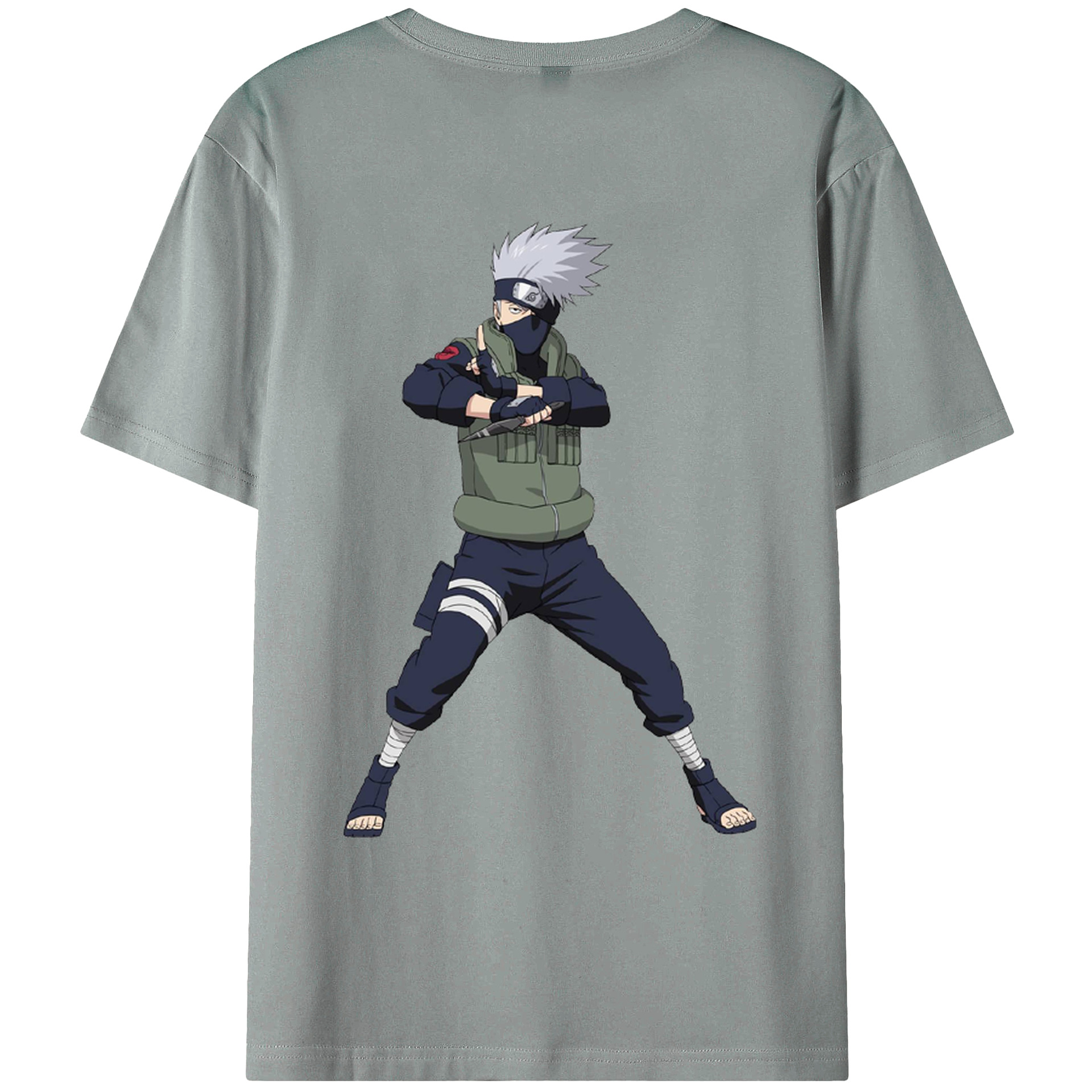 （画像用） NARUTO -ナルト- はたけ カカシ Hatake Kakashi 綿100％ メンズ半袖Tシャツ（バックプリント） 通気性